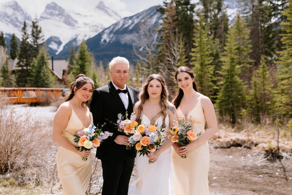 Bridal bouquet with garden-style flowers for a Silvertip Resort wedding in Canmore, Alberta